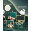 imageExtra Large Makeup Organizer Glass Cosmetic Storage with Drawers Stackable Makeup and Jewelry Organizer for Vanity Table Bathroom Countertop Skincare Lipsticks Perfume BrushesGreen