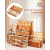 imageExtra Large Makeup Organizer Glass Cosmetic Storage with Drawers Stackable Makeup and Jewelry Organizer for Vanity Table Bathroom Countertop Skincare Lipsticks Perfume BrushesAmber