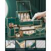 imageExtra Large Makeup Organizer Glass Cosmetic Storage with Drawers Stackable Makeup and Jewelry Organizer for Vanity Table Bathroom Countertop Skincare Lipsticks Perfume BrushesGreen