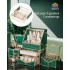 imageExtra Large Makeup Organizer Glass Cosmetic Storage with Drawers Stackable Makeup and Jewelry Organizer for Vanity Table Bathroom Countertop Skincare Lipsticks Perfume BrushesGreen