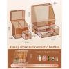imageGlass Makeup Organizer  MultiFunctional 3in1 Cosmetic Organizer for Skincare Lipstick Brushes  Vanity Organizer ampamp Bathroom OrganizerAmber