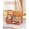 imageGlass Makeup Organizer  MultiFunctional 3in1 Cosmetic Organizer for Skincare Lipstick Brushes  Vanity Organizer ampamp Bathroom OrganizerAmber