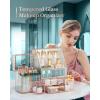 imageGlass Makeup Organizer  MultiFunctional 3in1 Cosmetic Organizer for Skincare Lipstick Brushes  Vanity Organizer ampamp Bathroom OrganizerGold