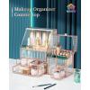 imageGlass Makeup Organizer  MultiFunctional 3in1 Cosmetic Organizer for Skincare Lipstick Brushes  Vanity Organizer ampamp Bathroom OrganizerGold