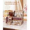 imageGlass Makeup Organizer  MultiFunctional 3in1 Cosmetic Organizer for Skincare Lipstick Brushes  Vanity Organizer ampamp Bathroom Organizergolden yellow