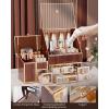 imageGlass Makeup Organizer  MultiFunctional 3in1 Cosmetic Organizer for Skincare Lipstick Brushes  Vanity Organizer ampamp Bathroom Organizergolden yellow