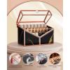 imageLipstick Organizer Holder  24 Spaces Tempered Glass Lip Gloss and Perfume OrganizerVanity Lipstick Holder and OrganizerBlack
