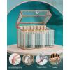 imageLipstick Organizer Holder  24 Spaces Tempered Glass Lip Gloss and Perfume OrganizerVanity Lipstick Holder and OrganizerGold