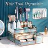 imageMakeup Organizer Countertop  Tempered Glass Vanity Organizer for Cosmetics Skincare Hair Tools Brushes Perfume  Multipurpose Bathroom Counter Skincare Organizergreen