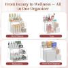imageYoudepot Clear Acrylic Disposable Face Towel Holder with Drawers  Tempered Glass Jewelry Box Organizer for Women Vanity and Bathroom Storage
