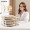 imageYoudepot Clear Acrylic Disposable Face Towel Holder with Drawers  Tempered Glass Jewelry Box Organizer for Women Vanity and Bathroom Storage