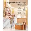 imageYoudepot Tempered Glass Makeup Organizer ampamp Lipstick Holder with 24 SlotsCountertop Cosmetic Organizer for Vanity with Brush Holder Ideal Large Makeup Storage Drawer Organizer for Bathroom ampamp Dresser