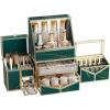 imageExtra Large Makeup Organizer Glass Cosmetic Storage with Drawers Stackable Makeup and Jewelry Organizer for Vanity Table Bathroom Countertop Skincare Lipsticks Perfume BrushesGreen