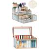 imageTempered Glass Makeup Organizer and Lipstick Organizer  MultiPurpose Vanity and BathroomOrganizer with Lipstick Holder and Hair Tool Organizer  Large Capacity Perfect Gift for All Occasio
