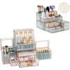 imageYoudepot Hair Tool ampamp Makeup Organizer  Luxury Tempered Glass Cosmetics Organizer Countertop for Women  Large Vanity Organizer ampamp Storage with Skincare Organizers Jewelry Compartments and Makeup Dra