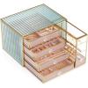 imageYoudepot Jewelry organizer boxTempered Glass 5Drawer jewelry boxes for women Large Jewelry Boxes ampamp Organizers With Velvet Necklaces Earring OrganizerJewelry Box pink