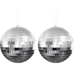 image54PCS Mirror Disco Balls Set with 10m Fishing Line  Assorted Sizes Hanging Mini Silver Balls for Party Wedding Cake Toppers Room ampamp Classroom Decor6 in