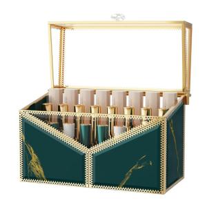imageLipstick Organizer Holder  24 Spaces Tempered Glass Lip Gloss and Perfume OrganizerVanity Lipstick Holder and OrganizerGreen