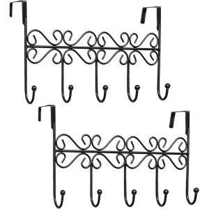 imageOver The Door HookOver Door Towel RackOver Door Coat RackDoor Hanger HookClothesBelt HatBehind Back of Bathroom Towel Hanger 5 HooksWhite1Black