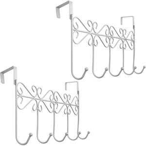 imageOver The Door HookOver Door Towel RackOver Door Coat RackDoor Hanger HookClothesBelt HatBehind Back of Bathroom Towel Hanger 5 HooksWhite1White