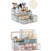 imageYoudepot 2Piece Hair Tool and Makeup Organizer  Tempered Glass Vanity Storage for Cosmetics Skincare and Hair Tools  Large MultiFunctional Bathroom and Dresser Organizer