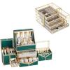 imageYoudepot Elegant Glass Cosmetics ampamp Jewelry Organizer  6in1 MultiFunctional Makeup Display Case with Stackable Compartments