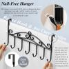 imageOver The Door Hook  7 Hooks for Bathroom Clothes Belts Hats Towels  Black Coat ampamp Towel Rack with Door HangerBlack