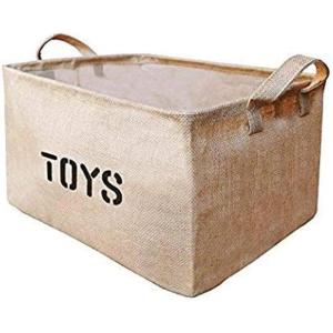 imageToy Storage Organizer Toy Box Toy Bin Jute Toy Storage Collapsible Sturdy Storage Bins  for organizing Kids Toys Baby Clothing Children BooksNursery Playroom