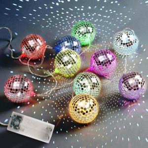 imageYoudepot Disco Ball String Lights Battery Powered  10 Multicolor Mirror Balls  Hanging Disco Ball Decor for Outdoor Waterproof Parties Weddings Xmas 70s 80s Retro Vibe 157 Inch Multicolor157 Inch Multicolor