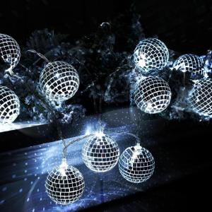 imageYoudepot Disco Ball String Lights Battery Powered  10 Multicolor Mirror Balls  Hanging Disco Ball Decor for Outdoor Waterproof Parties Weddings Xmas 70s 80s Retro Vibe 157 Inch Multicolor197 Inch