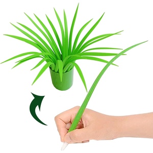 image:imageYoudepot writing pens school suppliesGreen Leaf Like GrassBlade Pens Neutral Pen With Cover and Pen Holder Easy Flow Black Ink Pack Of 25